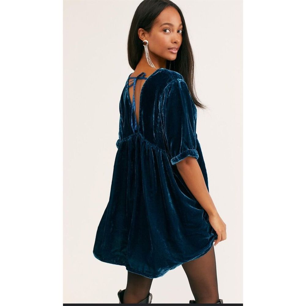 Free People Ivy Velvet Mini Dress Size Small $98 EUC - Picture 2 of 12